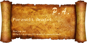 Porzsolt Anatol névjegykártya